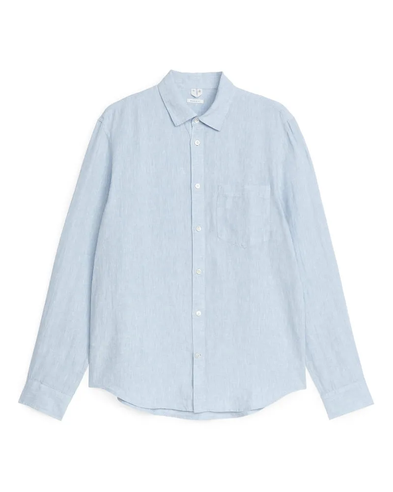 Arket Leinenhemd Mit Normaler Passform -Blau Blau