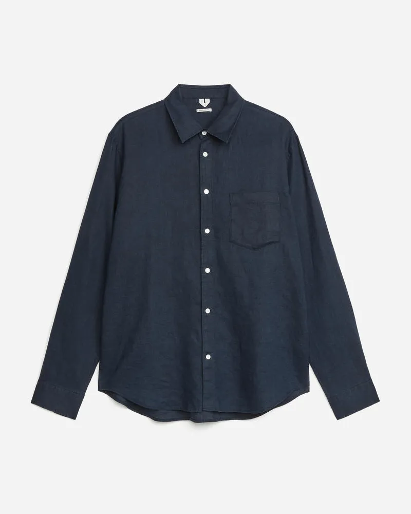 Arket Leinenhemd Mit Normaler Passform -Blau Blau