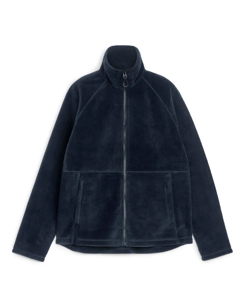 Arket Fleecejacke Mit Reißverschluss - Blau Dunkelblau