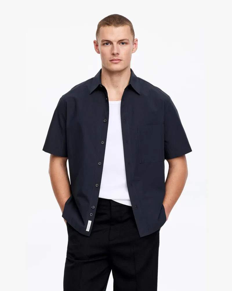 Arket Kurzarmhemd Aus Popeline -Blau Blau