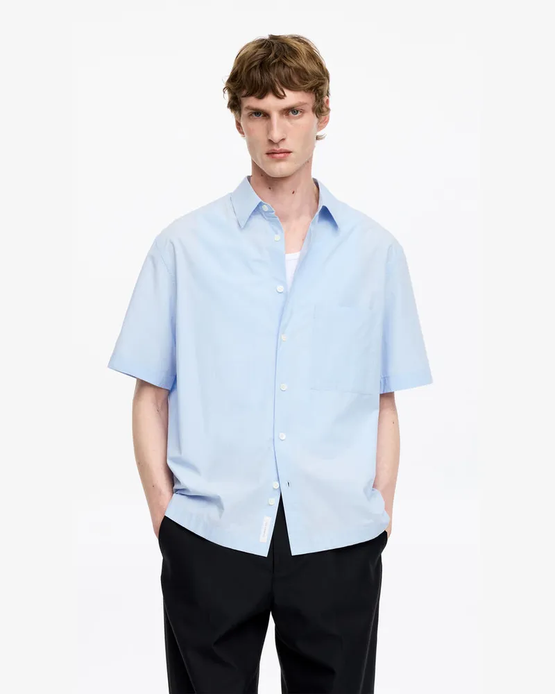 Arket Kurzarmhemd Aus Popeline -Blau Blau