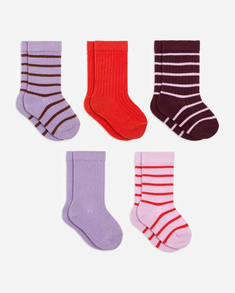 Arket 5 Paar Rippstricksocken Für Babys -Lila Lila