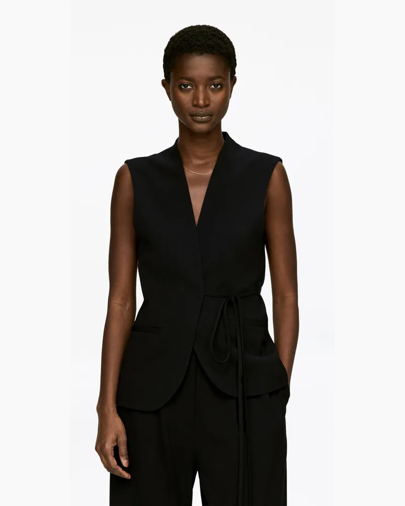 Arket Weste Mit Gürtel -Schwarz Schwarz