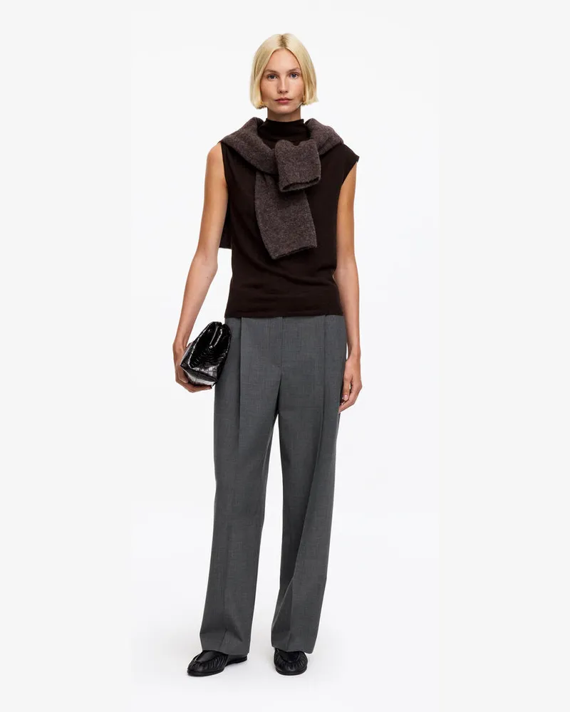 Arket Pleated Wool-blend Trousers -Grau Grau