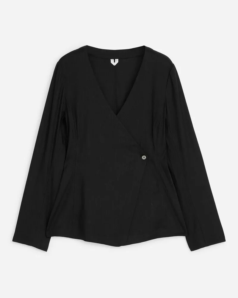 Arket Wickelbluse Aus Leinenmischung -Schwarz Schwarz