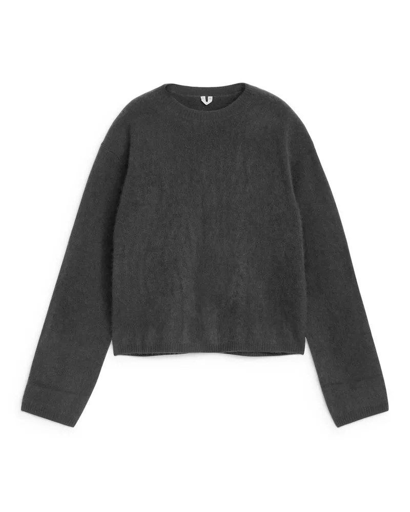 Arket Gebürsteter Wollpullover - Grau Dunkelgrau