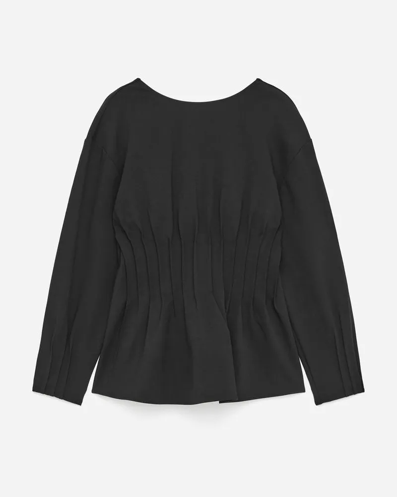 Arket Oberteil Mit Falten -Schwarz Schwarz