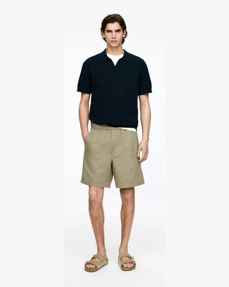 Arket Baumwoll-Leinen-Shorts Mit Schnürung -Grün Grün