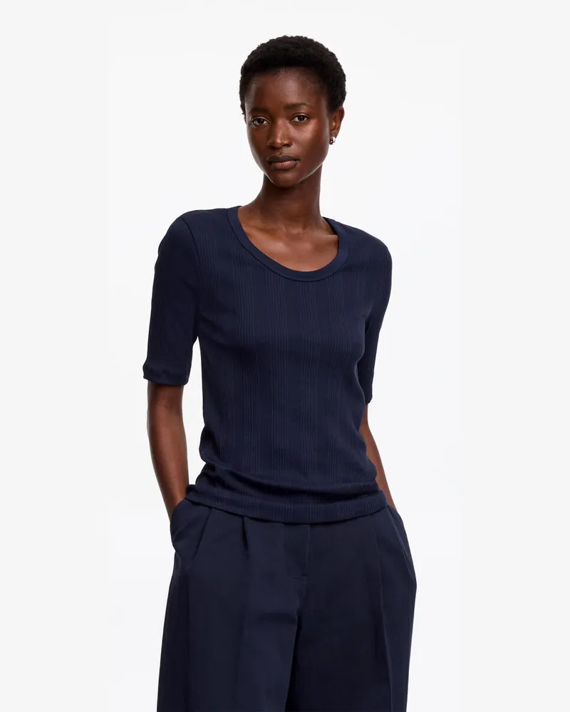Arket Geripptes T-Shirt -Blau Blau