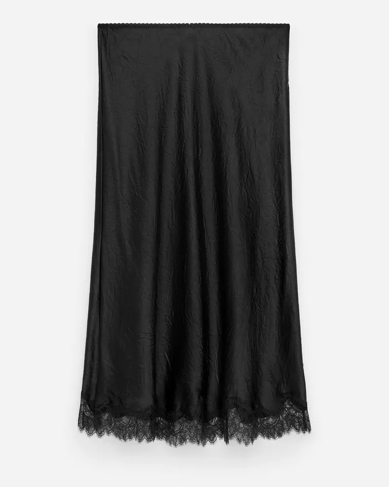 Arket Satinrock Mit Spitze -Schwarz Schwarz
