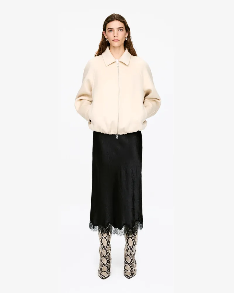 Arket Satinrock Mit Spitze -Schwarz Schwarz