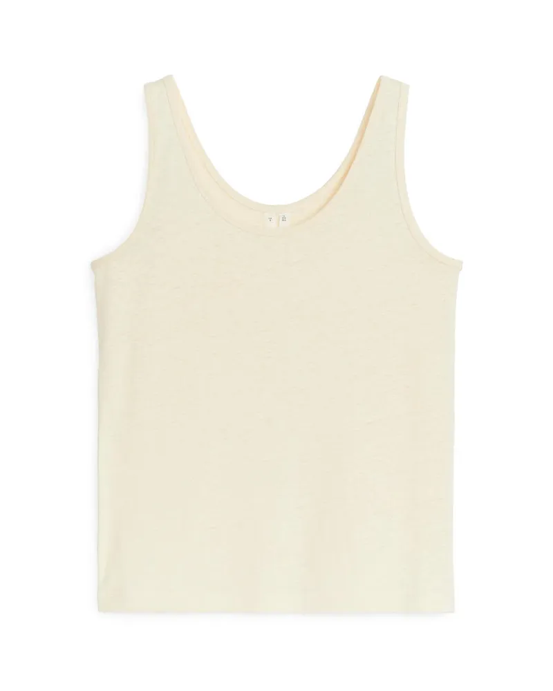 Arket Tanktop Aus Leinenmischung - Beige Creme