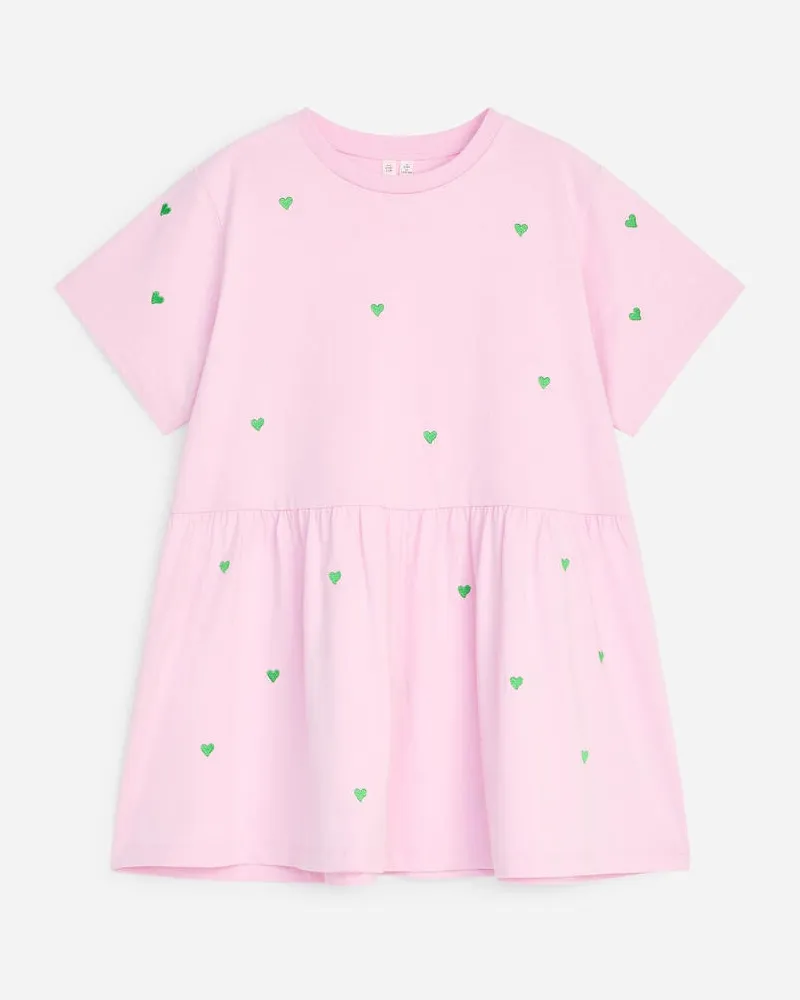Arket Besticktes Jerseykleid -Rosa Rosa