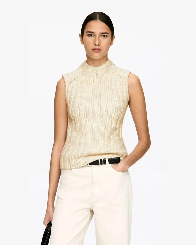 Arket Rippstrickpullunder -Weiß Weiß