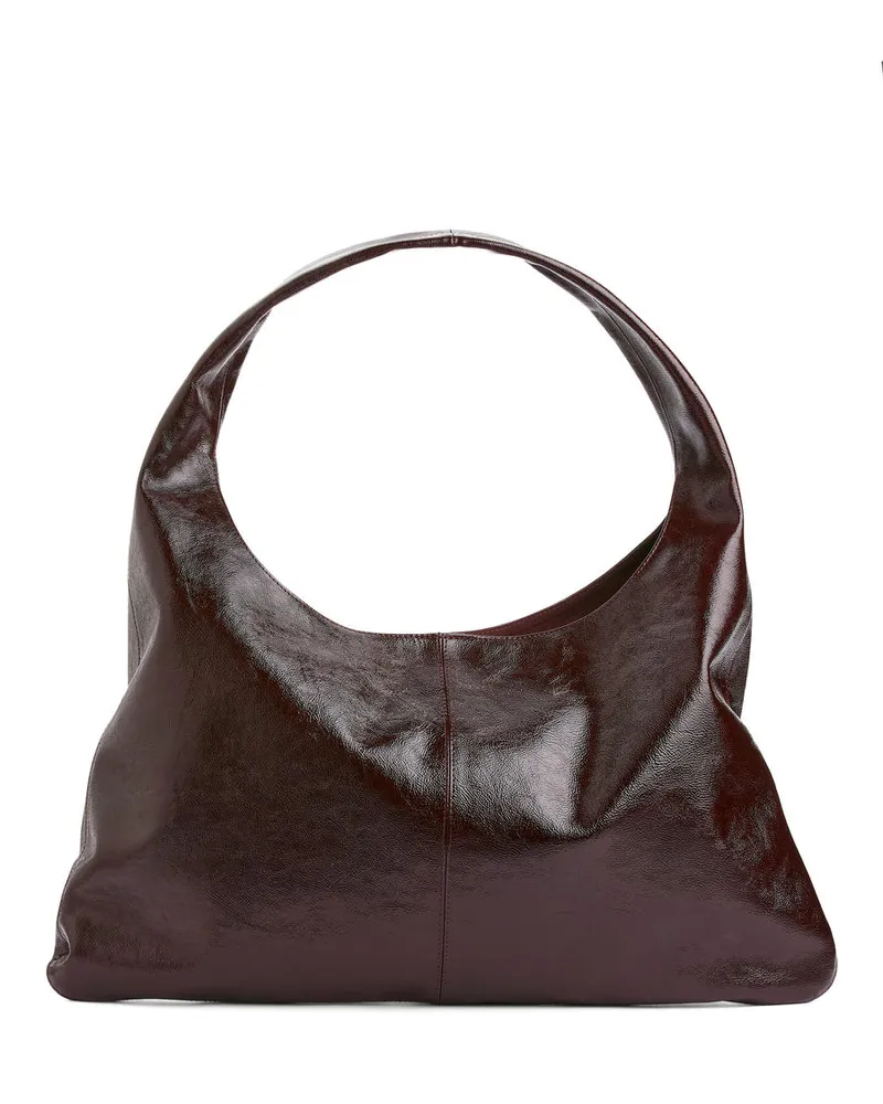 Arket Tasche Aus Glänzendem Leder - Rot Weinrot