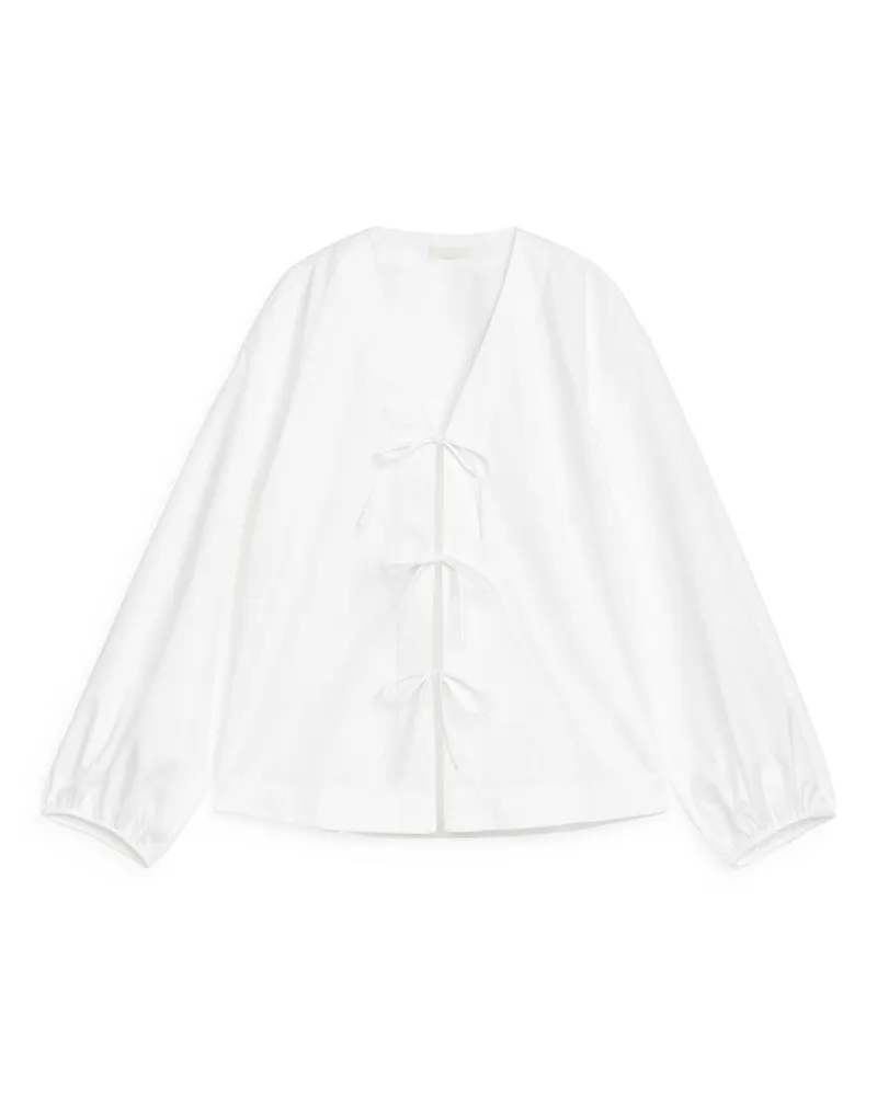 Arket Bluse Mit Puffärmeln - Weiß Weiß