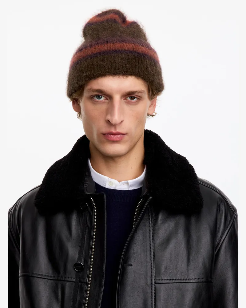 Arket Gestreifte Beanie Mit Umschlag -Braun Braun