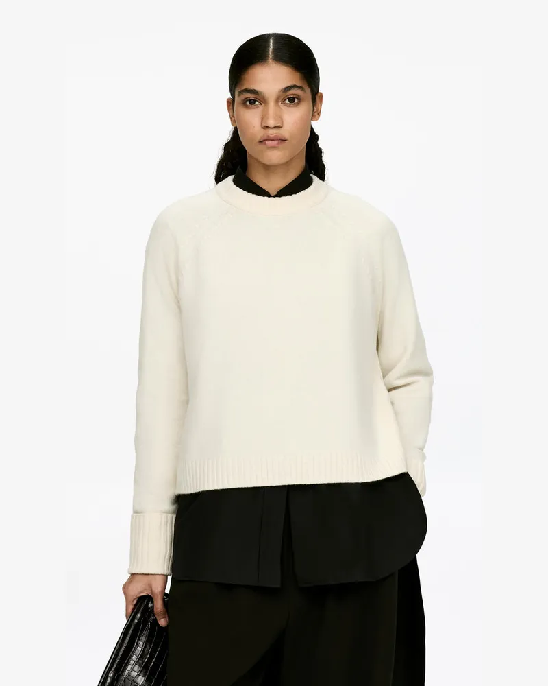Arket Wollpullover Mit Umgeschlagenen Ärmeln -Weiß Weiß