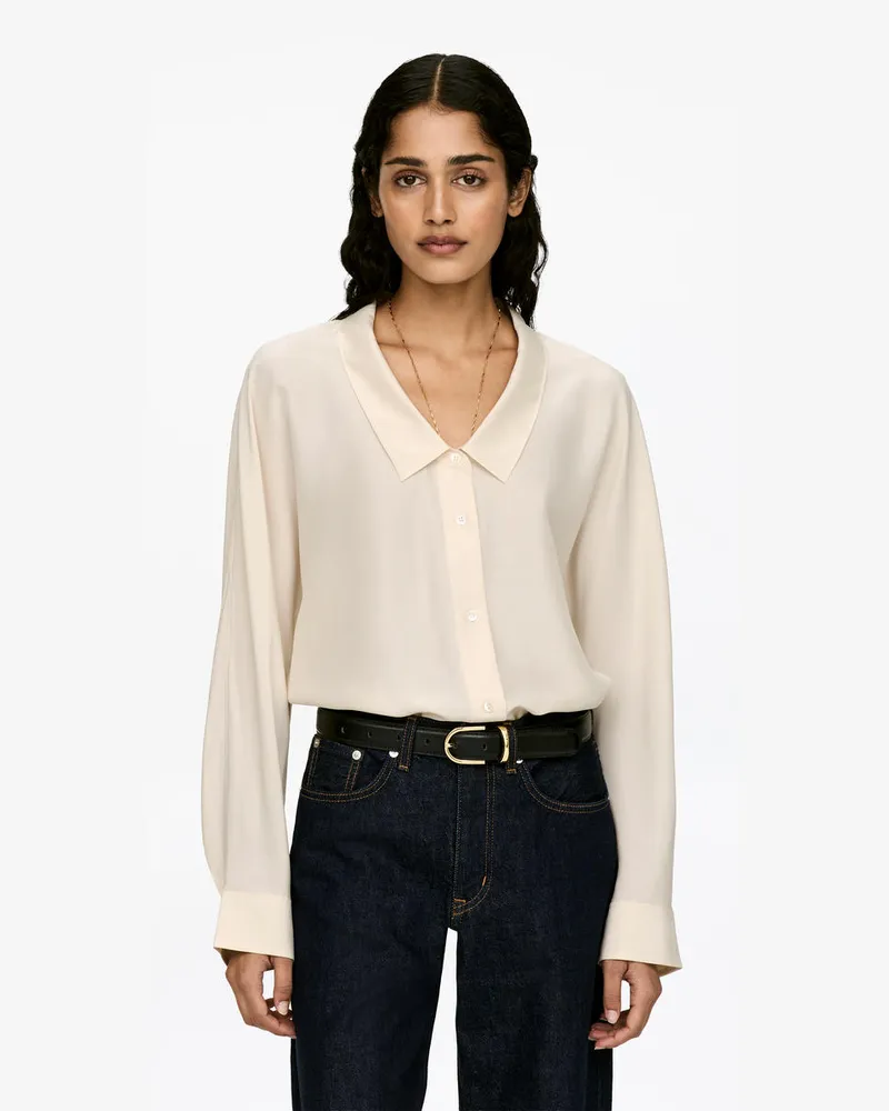 Arket Bluse Mit Weitem Ausschnitt -Weiß Weiß