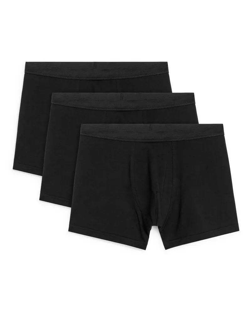 Arket Lange Boxer Aus Jersey, 3Er-Set - Schwarz Schwarz