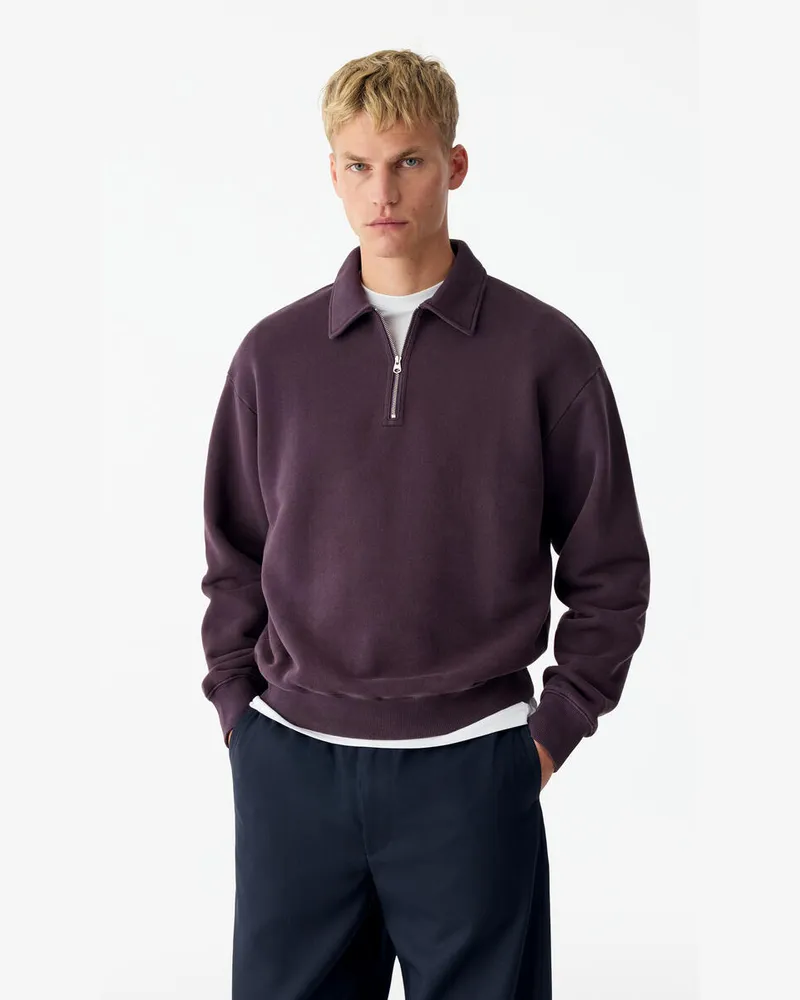 Arket Sweatshirt Aus Baumwolle Mit Kurzem Reißverschluss -Lila Lila