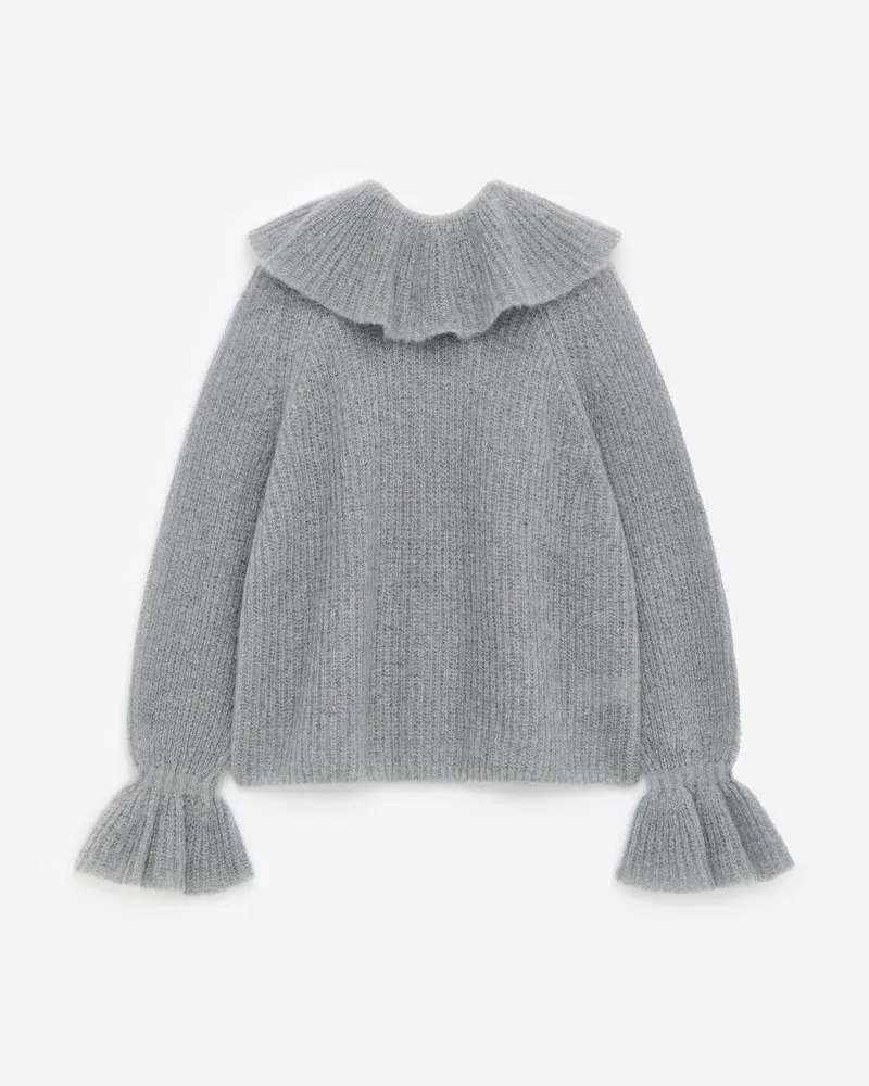 Arket Pullover Aus Mohair Und Wolle Mit Volants -Grau Grau