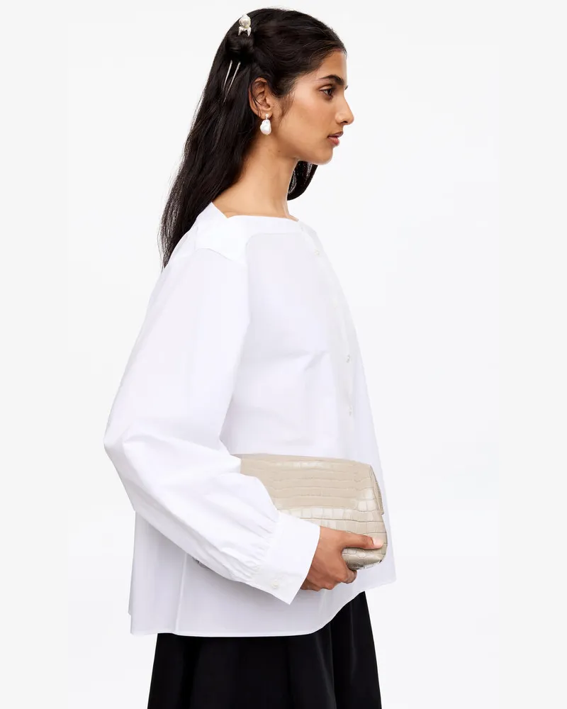 Arket Clutch Aus Leder Mit Krokodilprägung -Beige Beige
