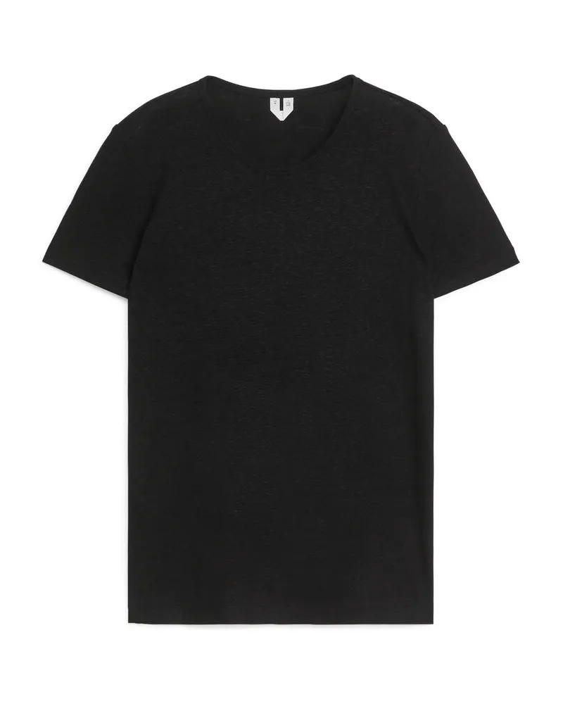 Arket T-Shirt Aus Leinenmischung - Schwarz Schwarz