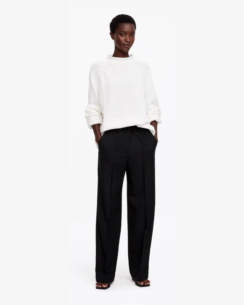 Arket Elegante Hose Mit Elastikbund -Schwarz Schwarz