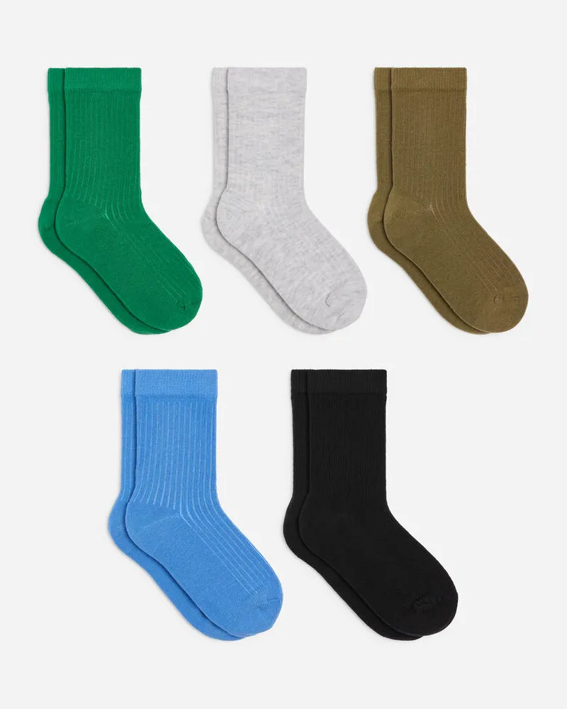 Arket Rippstricksocken 5er-Pack -Grün Grün