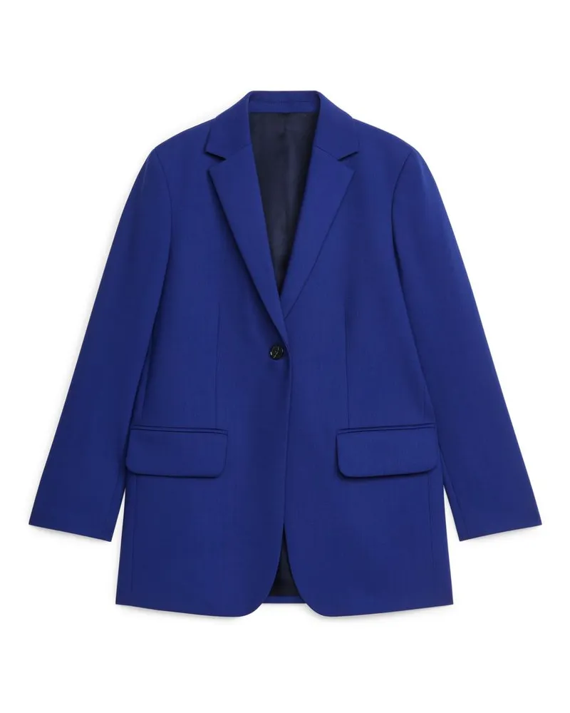 Arket Eng Anliegender Blazer aus Wollmix Blau