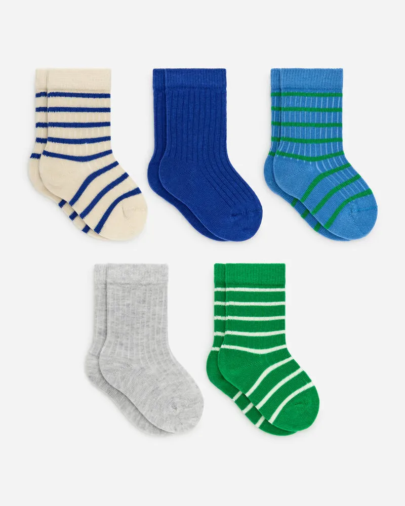 Arket 5 Paar Rippstricksocken Für Babys -Blau Blau