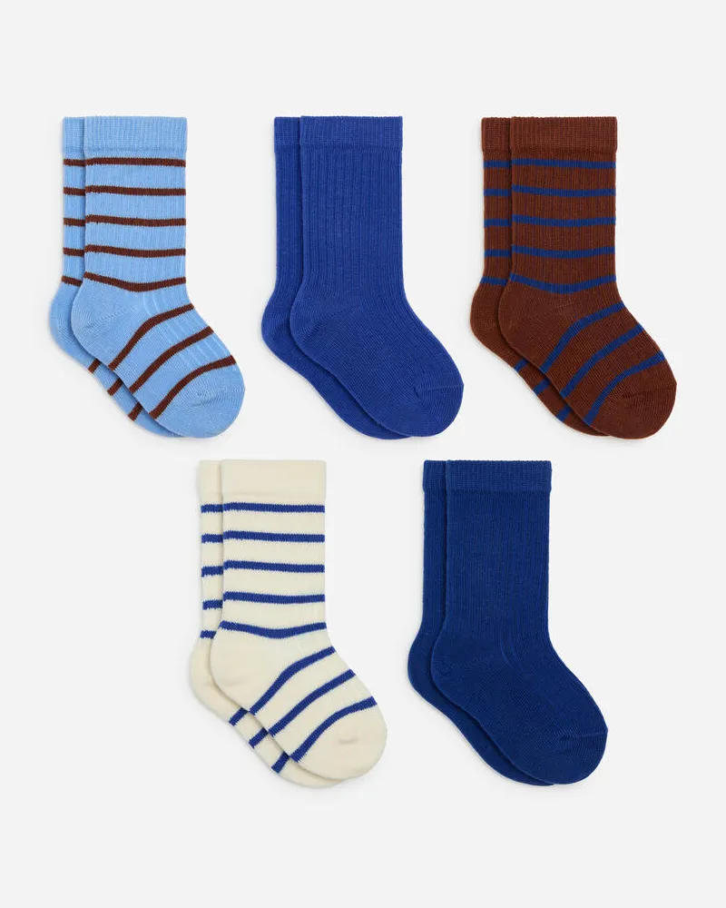 Arket 5 Paar Rippstricksocken Für Babys -Blau Blau