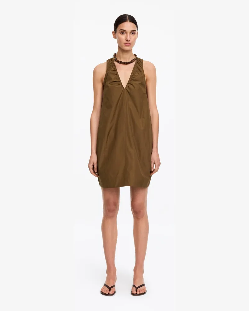 Arket Gerafftes Kleid Mit V-Ausschnitt -Braun Braun