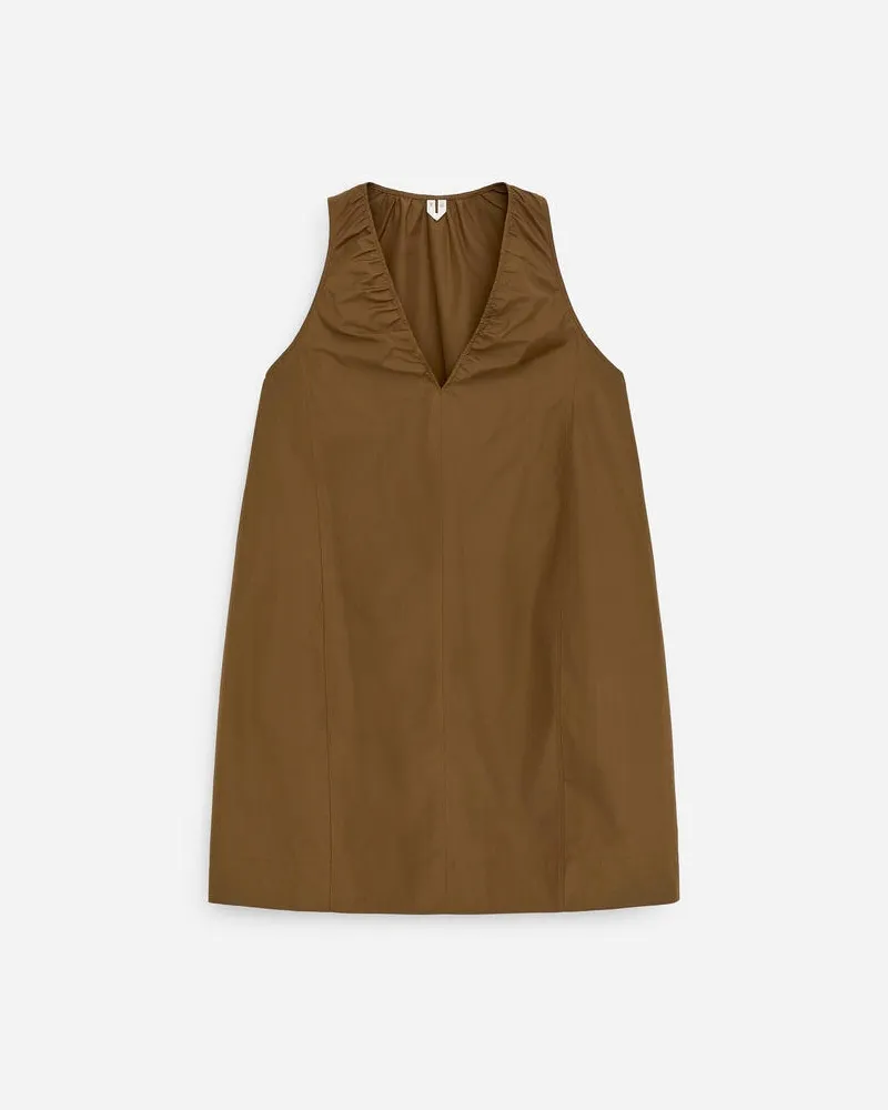 Arket Gerafftes Kleid Mit V-Ausschnitt -Braun Braun