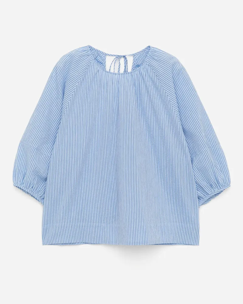 Arket Lockere Bluse Aus Baumwolle Und Leinen -Blau Blau