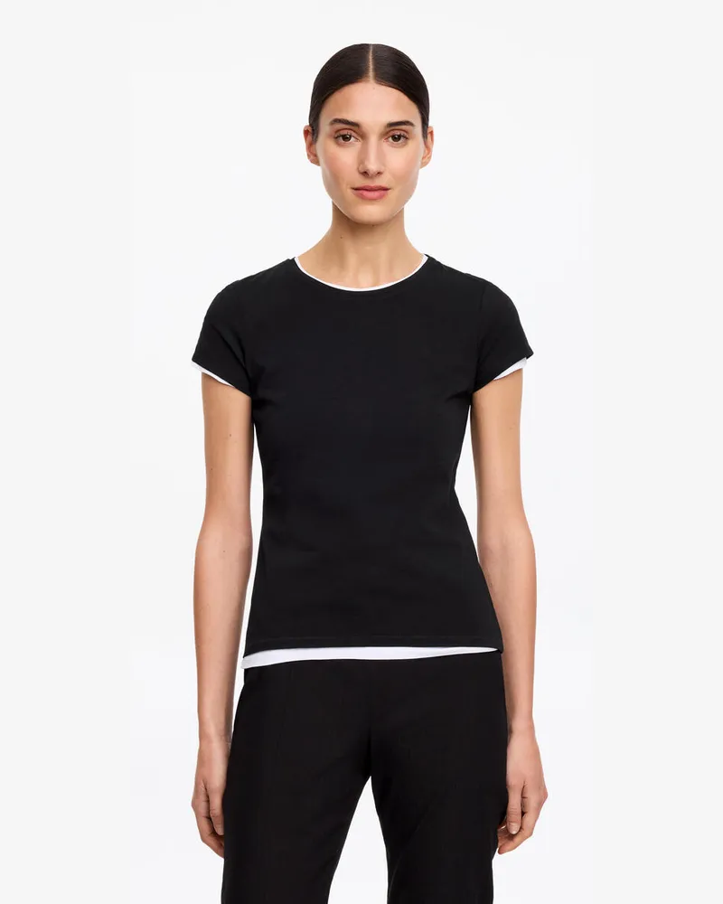 Arket Schmales T-Shirt Mit Flügelärmeln -Schwarz Schwarz