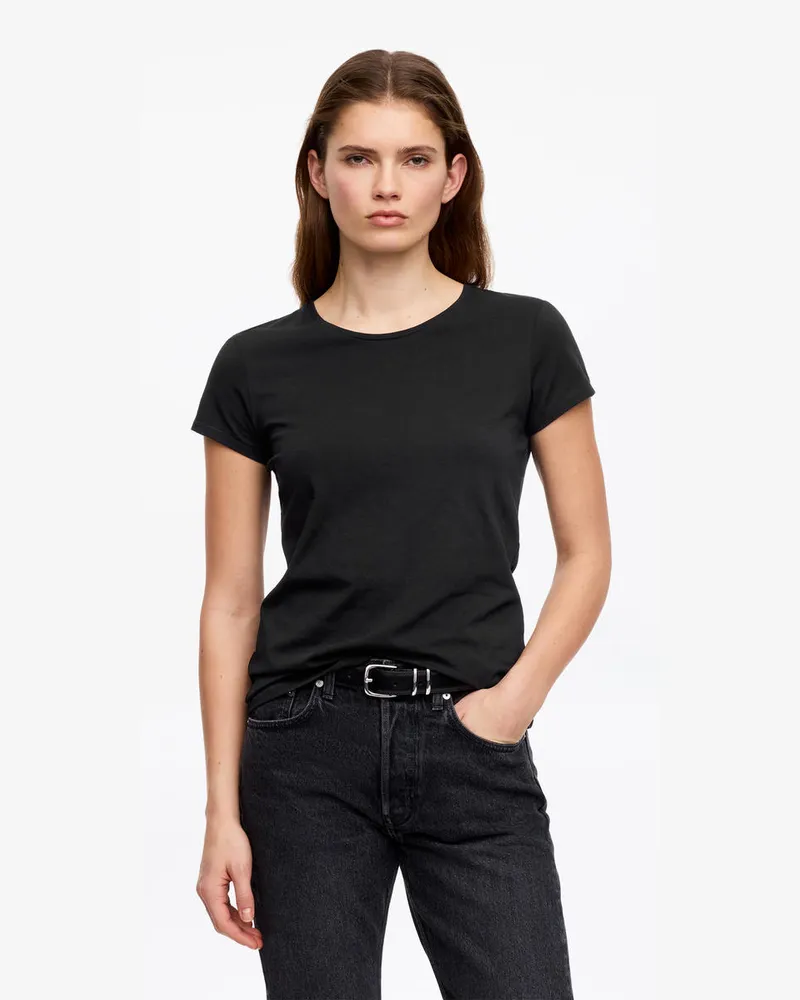 Arket Schmales T-Shirt Mit Flügelärmeln -Schwarz Schwarz