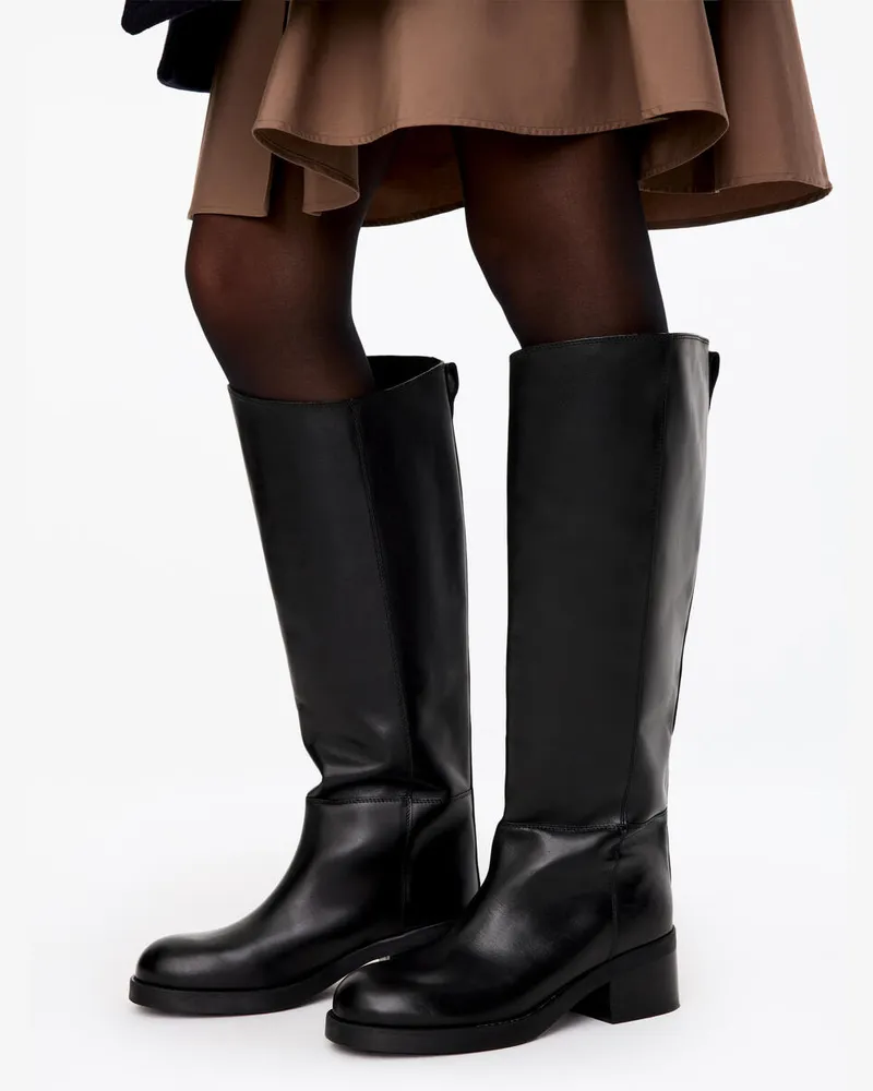 Arket Kniehoher Lederstiefel -Schwarz Schwarz