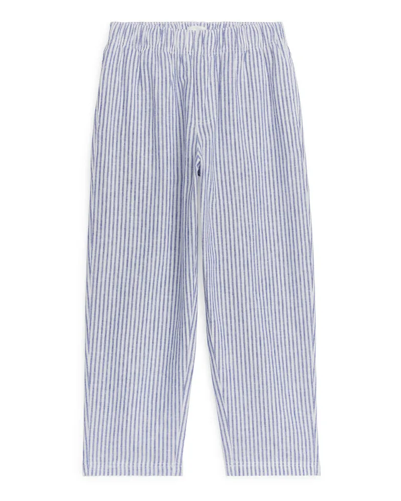 Arket Lockere Leinenhose - Blau|Mehrfarbig|Weiß Blau
