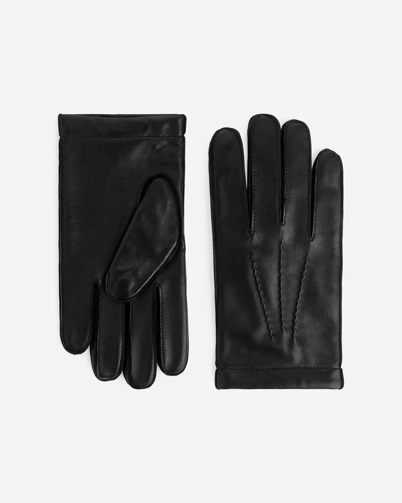 Arket Lederhandschuh Mit Wollfutter -Schwarz Schwarz