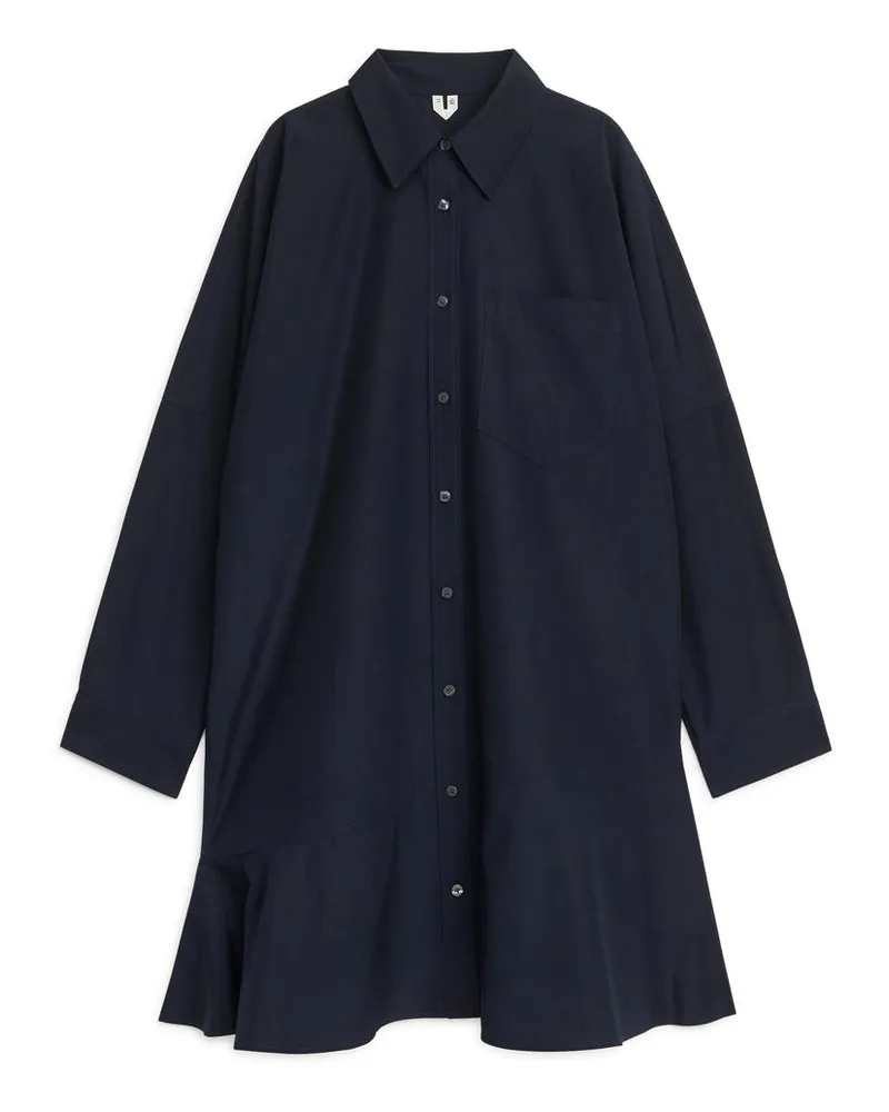 Arket Hemdkleid Mit Schößchen - Blau Dunkelblau