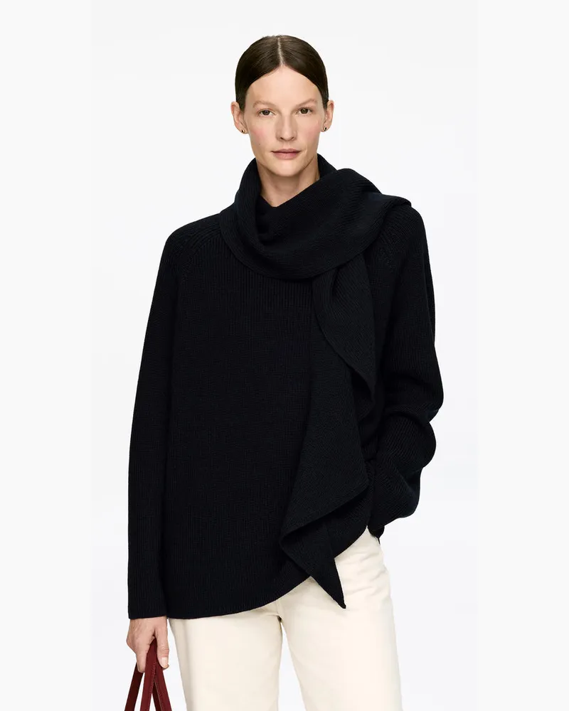 Arket Strickpullover Mit Drapiertem Schal -Blau Blau