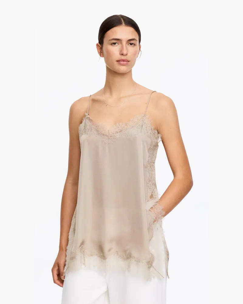 Arket Trägertop Mit Spitze -Beige Beige