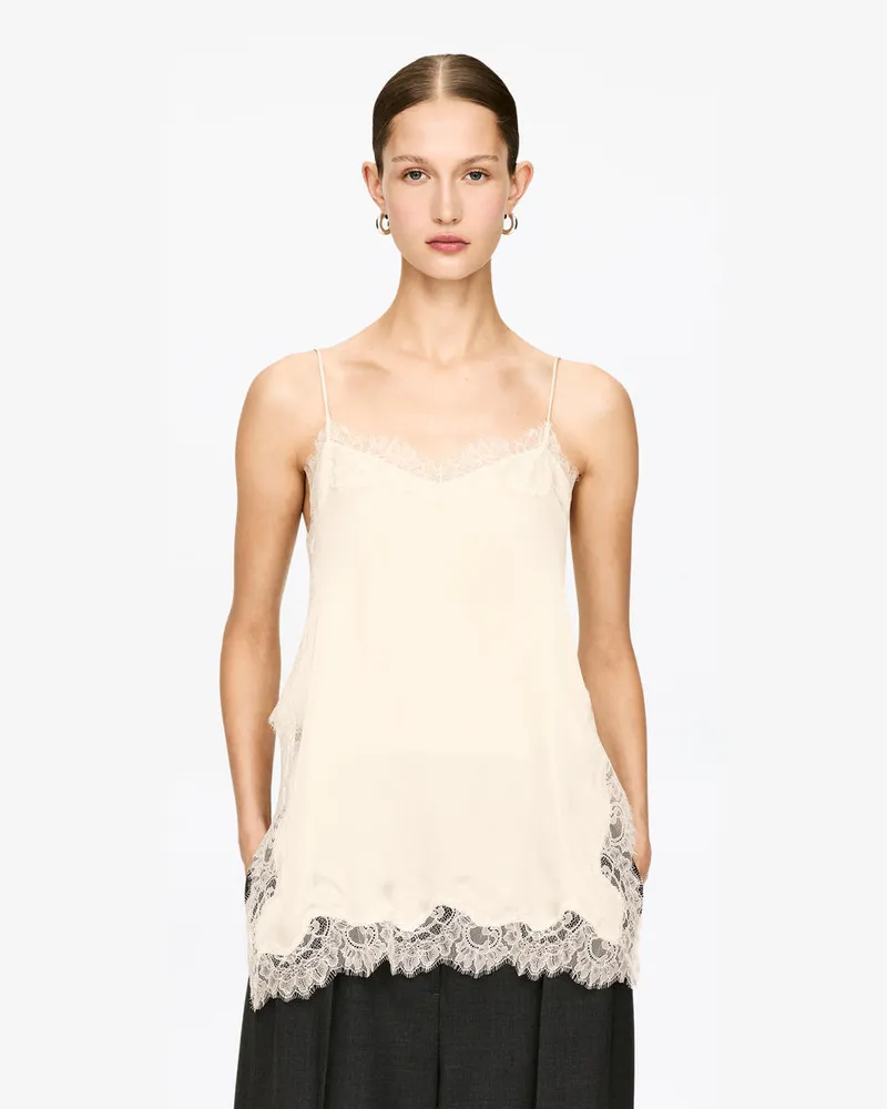 Arket Trägertop Mit Spitze -Beige Beige
