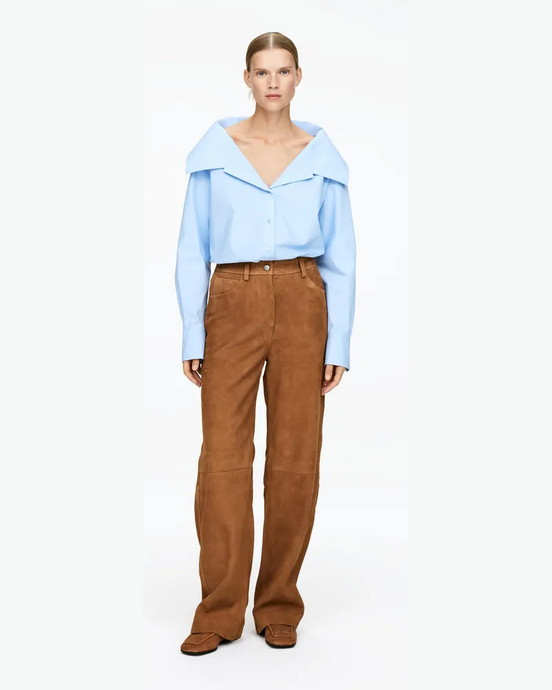 Arket Lockere Velourslederhose -Gelb Gelb
