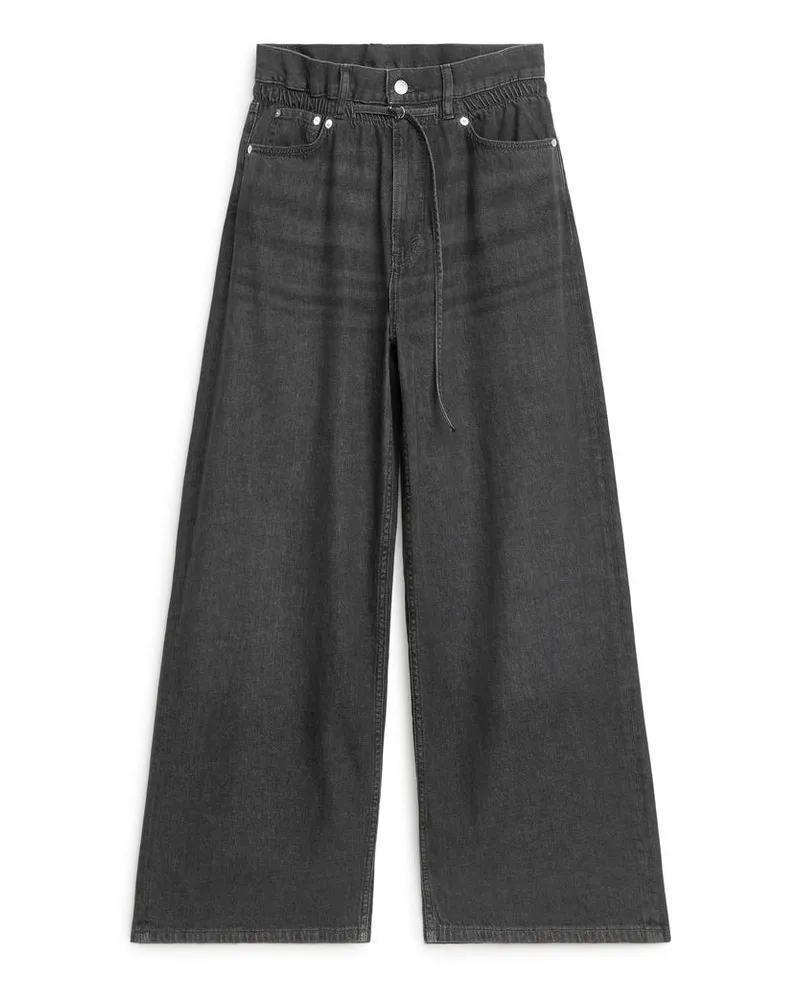 Arket Paperbag-Jeans - Grau|Schwarz Dunkelgrau