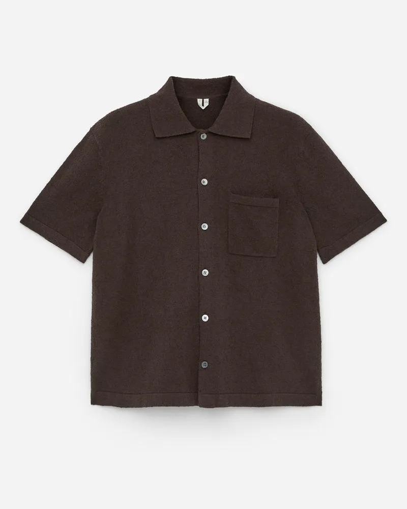 Arket Feinstrick-Poloshirt - Beige Braun
