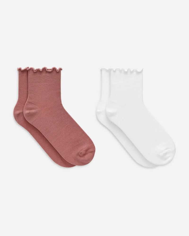 Arket Socken Mit Gekräuseltem Saum -Weiß Weiß