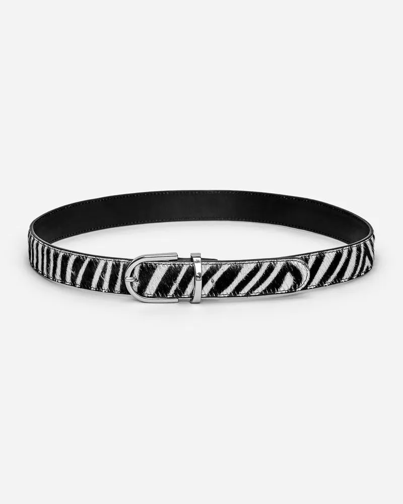 Arket Ledergürtel Mit Zebramuster -Schwarz Schwarz